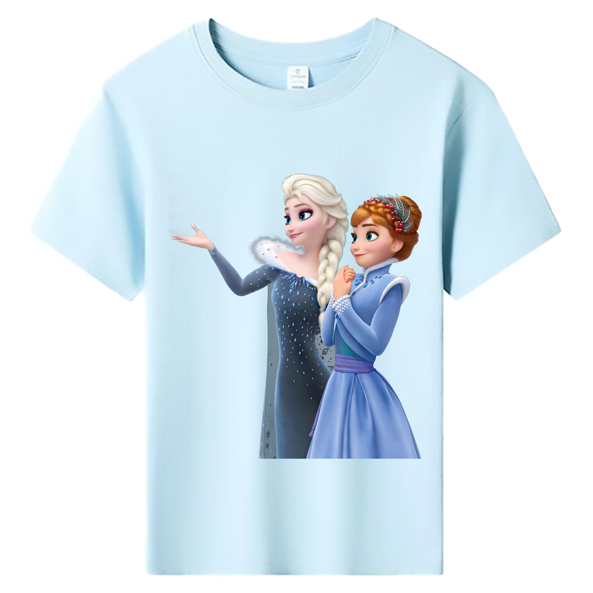 （画像用） アナと雪の女王 アンナ エルサ Frozen Anna Elsa 綿100％キッズTシャツ（フロントプリント）